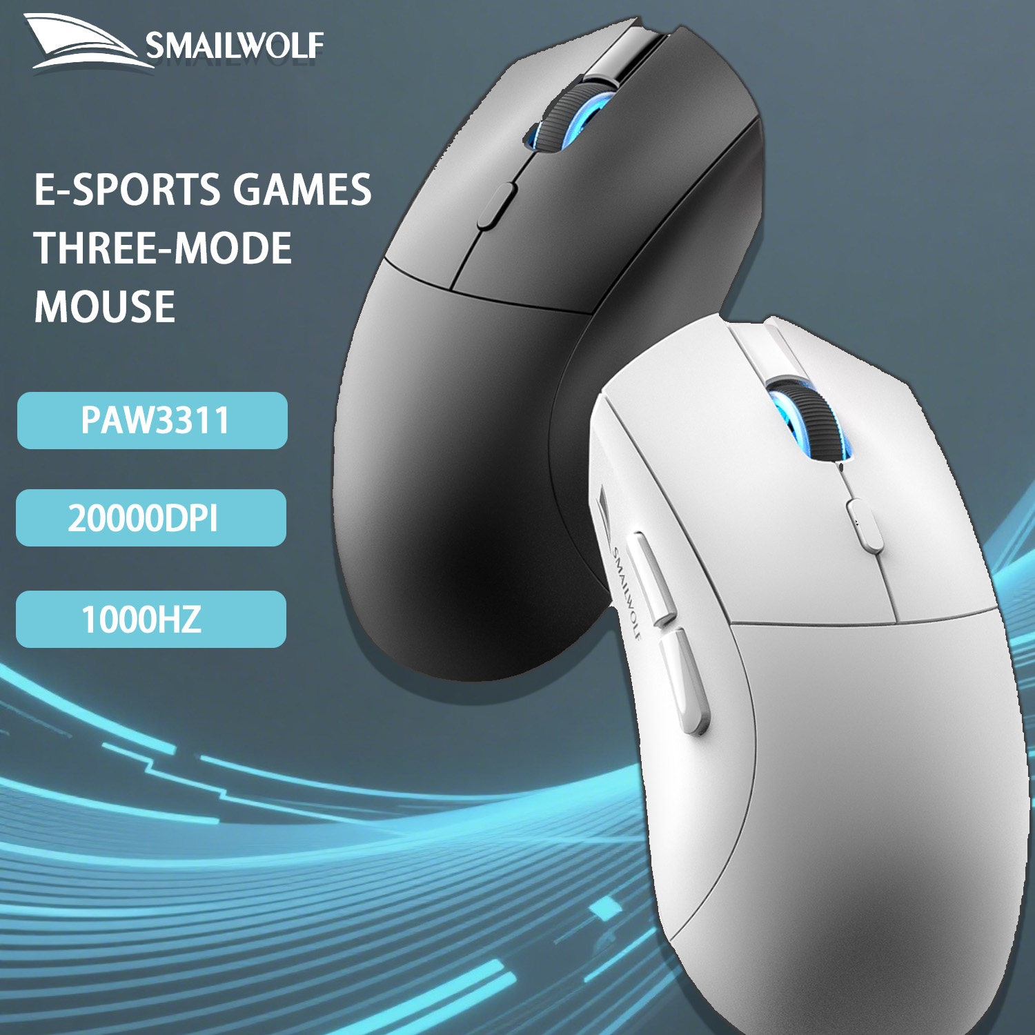 Esports Gaming Mouse Wireless - SMAILWOLF RS7 Bluetooth sem fio de